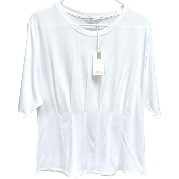 NWT Good American White Corseted Tee Size 1 Small Retail $55 - Picture 5 of 9